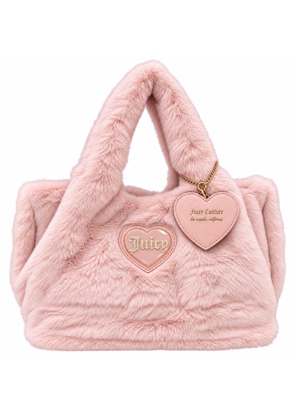 Juicy Couture Pink Faux Fur Heart Tote Bag NWT Y2K Coquette